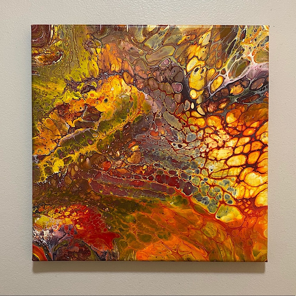 Original 12”x12” Acrylic Pour Painting